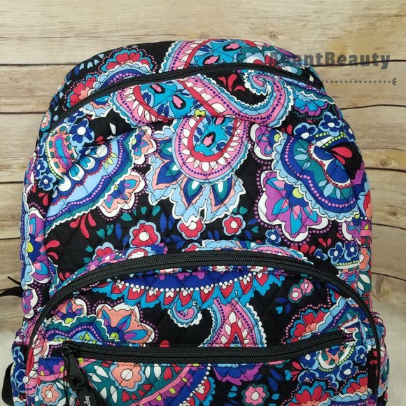 Vera Bradley Essential  Backpack Haymarket Paisley Blue Black Quilted Cotton New main image 10